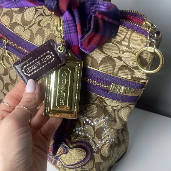 Rare Coach Poppy Signature Applique Tartan Glam Tote - Picture 2 of 16